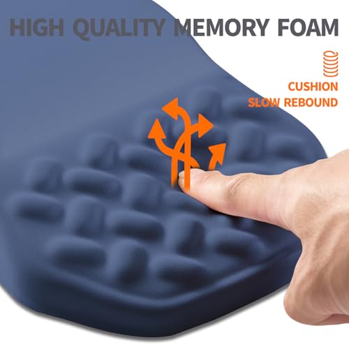 Ergonomic Slope Mouse Pad Wrist Support, Wrist Rest Mousepad for Carpal Tunnel Pain Relief with Massage Bulge and Slow Rebound Memory Foam (12x8 inch, Deep Blue) - color: Am027-deep Blue