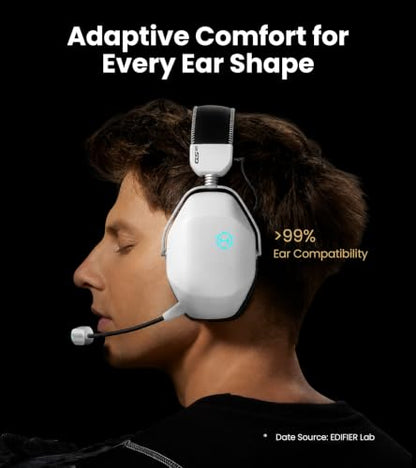 Edifier G5 MAX THX Spatial Audio Quad-Mode Gaming Headset, White | 53mm Driver, AI Noise-Canceling Detachable Mic, RGB Lighting. Hi-Res Audio Wireless, Compatible with PC, Console & Mobile - color: White