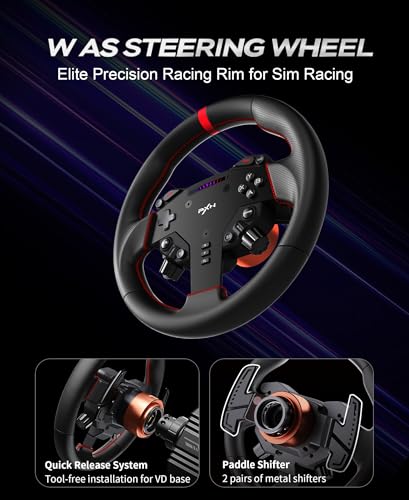 PXN VD6 Direct Drive Racing Wheel Bundle, 6Nm Force Feedback, for Windows | Servo Motor, 11 in Wheel with Quick Release, Hall Effect Pedals, Table Clamp, PC Tuning Software Support