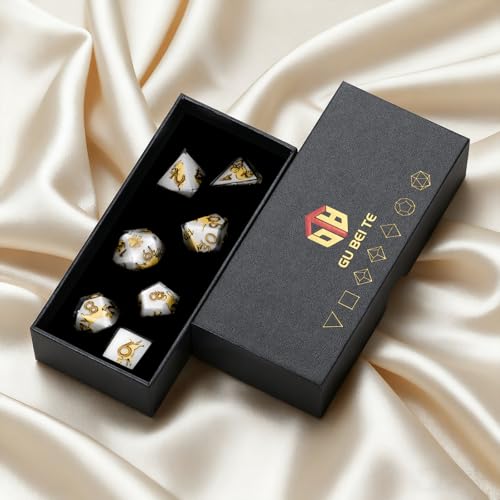 DND Dice Set 7-Pcs, Sharp Edge Cute Dog Style Resin Dice Polyhedral Resin Sharp Edge Dice for Roleplaying Games Dungeons and Dragons RPG MTG Table Games（Labrador） - color: White, style: Labrador