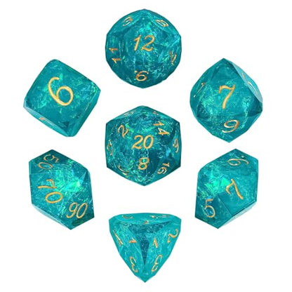 7PCS DND Dice Set,Transparent Sharp Edge Dice Set D&D RPG Polyhedral Die,for Dungeons and Dragons TTRPG Games Roleplaying Games,with Gift Box(Cyan) - color: Galaxy Cyan