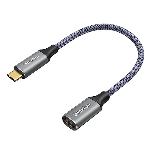 CLEEFUN USB-C Extension Cable - 1ft, 1-Pack, USB-C Male to Female, 10Gbps Data & 4K Video Sync, 100W Fast Charging for Laptop, Tablet, Phone - color: Grey, size: 1ft