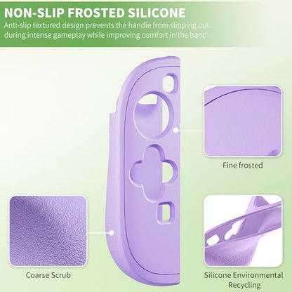 PAWDIARY Silicone Switch 2 Controller Grip Case, Frosted Protective Cover Skin for Nintendo Switch 2 Controller Handheld, [2 Pieces] Comfort Softshell and 2 Thumb Caps - Purple&Green - color: Purple-Green