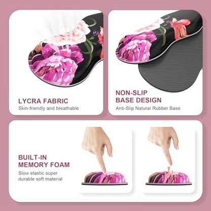 iLeadon Mouse Pad Set, Peony Flower Desk Mat for Keyboard and Mouse | Mouse Pad and Keyboard wrist rest,Coaster, Desk Mat Set with Stitched Edge & Non-Slip Base, Desk Pad Mat for Work Gaming - color: Peony Flower
