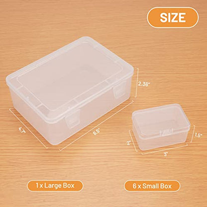 Mathtoxyz Small Bead Organizers and Storage, Clear Rectangle Bead Holder Plastic Cases Transparent Boxes for Nail DIY Craft Making Jewelry Battery Screw