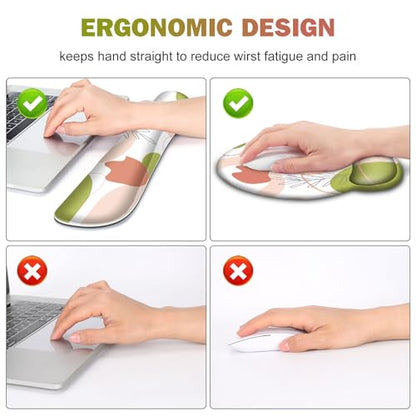 Gaming Mouse Pad, Large Desk Mat, Cute Desk Pad Protector, 4 in1 XXL Mousepad + Keyboard Wrist Rest+Mouse Wrist Rest+Coaster Set with Ergonomic Desk Pad for Home Office Table Computer Pink Rose - color: Pink Rose