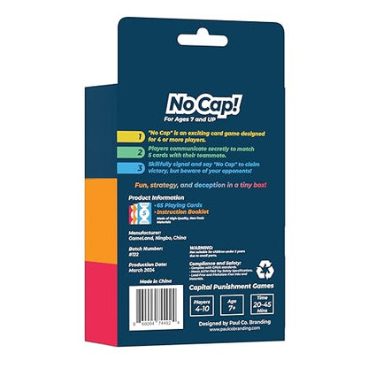 No Cap! – Funny Party Game for Adults, Teens & Families | Laugh-Out-Loud Team Card Game with Secret Signals & Bluffing | Perfect, Stocking Stuffer, or White Elephant Game