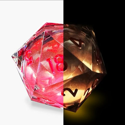 HAOMEJA Glowing Quicksand Resin Dice Set DND 7 Pcs D&D Resin Sharp Edge Role Playing Dice with Dragon Eye Bag, Polyhedral Dungeons and Dragons Dice D20 D12 D10 D100(00-90) D8 D6 D4 (Black & Red) - color: Glowing Red & Black