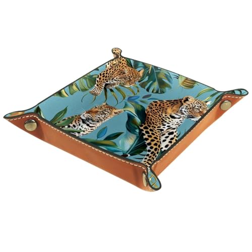 Tropical Leaves Leopards Dice Tray Dice Rolling Tray Folding Dice Holder for Dice Games, Like RPG, DND and Other Table Games - color: Multi 19