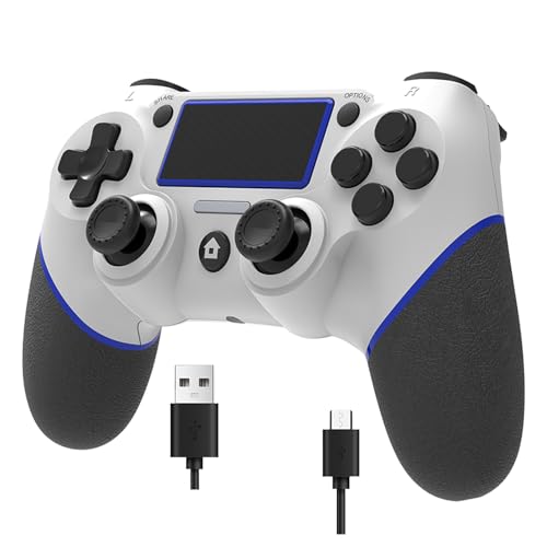 Wireless Controller for Ps4 Controller Compatible with PS4/Slim/Pro/Windows PC,with Touchpad/Vibration/Built-in Speaker&3.5mm Headphone Jack/Six-axis Motion Control/USB-C Charging Cable,White Blue - color: White Blue