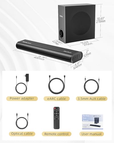 2.1 Dolby Atmos Soundbar with Subwoofer for Smart TV, Dolby Atmos Sound Bar for TV, Surround Sound System for TV, 150W TV Speakers for Smart TV, Bluetooth eARC/Opt/AUX