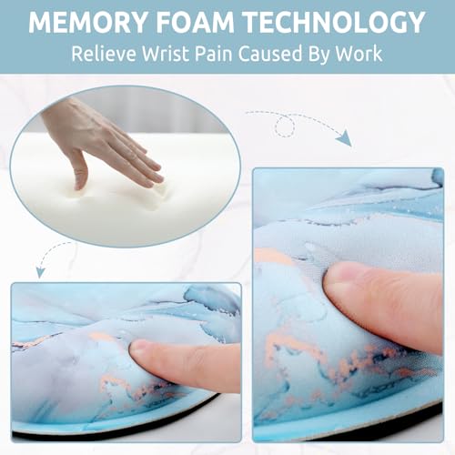 KONVINIT Ergonomic Mouse Pad with Wrist Rest, Small Mousepad with Non-Slip Rubber Base and Smooth Surface, Blue Mouse Pads for Desk, Office Desk Accessories - color: Green Marble