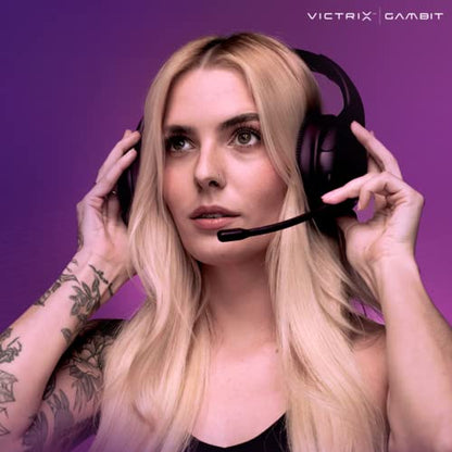 Victrix Gambit Black Wireless and Wired Gaming Headset with Mic - Playstation PS4, PS5 - Esports-Ready Pro Audio, Noise Cancelling Microphone, Ultra-Comfort Over The Ear Headphones - style: PlayStation