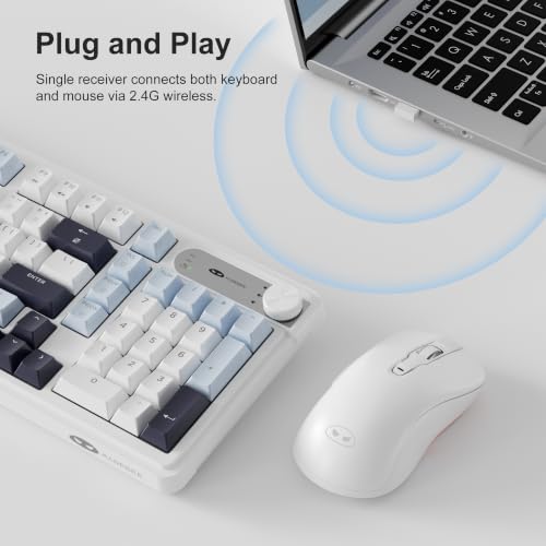MageGee V990 Creamy Wireless Keyboard and Mouse Combo, 99 Keys RGB Backlit Rechargeable Quiet Gaming Keyboard, Adjustable Optical Mouse, with Number Pad, Keyboards Set for Desktop, Laptop, PC(Blue) - color: Blue