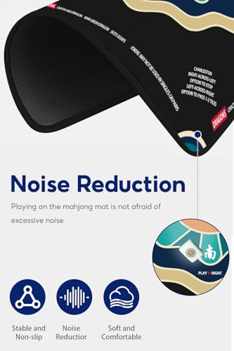 Mahjong Mat with Rule, 31.5x31.5Inch American Mahjongg Table Mat (Black) | Anti-Wrinkle&Foldable Neoprene Mahjongg Travel Mat for Table with Learning Rule, Anti-Slip Noise Reduction Includes Carry Bag - color: Black-