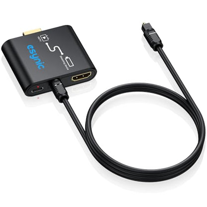 eSynic Portable 4K@30Hz HDMI Optical Audio Extractor-Only From Frie TV Stick/Gaming Console to HDMI Monitor Display & Optical Soundbar-Easy to Set Up-Dolby/DTS 5.1 Surround Sound-Not For HDTV ARC/eARC