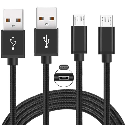 PS4 Controller Charger Charging Cable 2 PACK 10FT Nylon Braided Micro USB Cord Compatible with Xbox One X/S/One Elite Controller PlayStation 4 Pro/ PS4 Slim/ PS4 Dualshock 4 Controller for Kindle - color: Black, size: 2 PACK 10FT