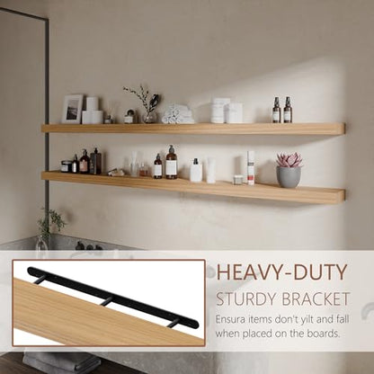 72 inch Long Floating Shelves for Wall,Solid Wood Long Wall Shelves Set of 2,Natural Wooden Mounted Shelf,Bookshelf Bathroom Shelves (Natural, 72 Inch) - color: Natural, size: 72 Inch set of 2