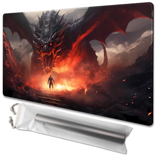 MTG Playmat Size 24x14in Free Storage Bags Non-Slip Backing, Ideal for Card Game Enthusiasts TCG Playmat (Dragon Roar) - color: Dragon Roar