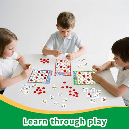 Spanish Alphabet Bingo Game, Letter&Number Sight Word Bingo Board Games for Kids, ABC and 123 Learning Toys for Kindergarten, Toddler Preschool Learning Activities, Family Matching Games - style: Spanish