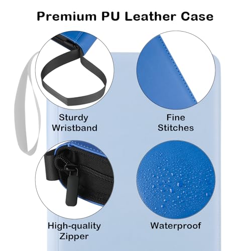 Prilino Ringless Trading Card Binder, 9 Pocket, 432 Storage Capacity, Blue | Premium Double-Sided PU Leather & Side Load Design, Smooth Page Turning, Tight Zip Closure, Conveniently Fits Sleeved Cards - color: Blue