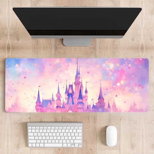 Mousepad Desk Mat Gaming Large Keyboard Cute Office Desktop Computer Laptop Castle XXL Long Giant Big Kawaii Aesthetic Girly Pretty Design Women Girl Gamer Oversized Wide 30x12'' Mousepad - color: Castle