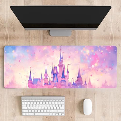 Mousepad Desk Mat Gaming Large Keyboard Cute Office Desktop Computer Laptop Castle XXL Long Giant Big Kawaii Aesthetic Girly Pretty Design Women Girl Gamer Oversized Wide 30x12'' Mousepad - color: Castle