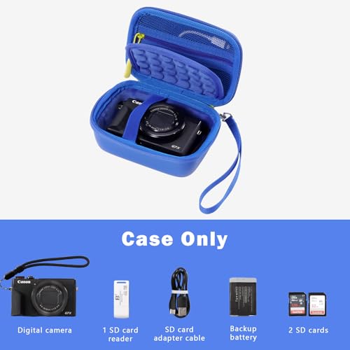 ProCase Hard Shell Digital Camera Case for Canon G7X Mark III Mark II, Sony Cybershot, PowerShot SX740, Ricoh GR III, Kodak Pixpro, Compact 4K Vlogging Small Cameras Travel Carrying Storage Bag -Blue - color: Blue