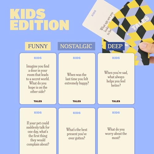 TALES 150 Conversation Cards, Perfect for Dinners, Road Trips, Classrooms & Game Nights, Gifts & Gatherings, Conversation Starters to Spark Creativity (Kids Edition) - color: Kids Edition