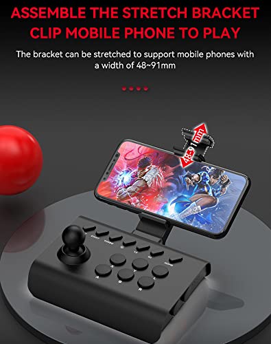 Joso Wireless Arcade Fight Stick Joystick for iPhone, Android, PS4, PS3, Nintendo Switch, PC, Arcade Rocker Controller with TURBO & Macro Programming, Support Bluetooth, Wired Connection