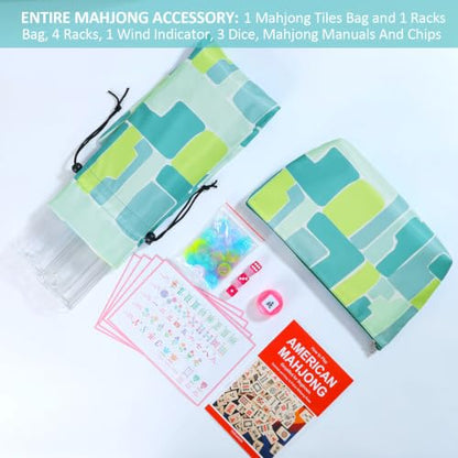 American Mahjong Set with 160 Engraved Tiles, 4 Racks, Mahjongg Bag and Accessories, Mahjong Tile Set for Beginners (Mah-Jongg) - style: Magenta(With Racks)