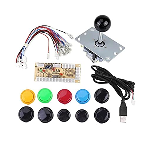 allesoky Build Your Own Arcade Gaming System with 1 Player DIY Kit - Joystick and Button Kit for MAME PC Cabinet Build - Compatible Accessories Included