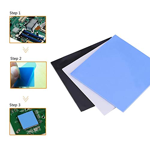 Thermal Pad, Heatsink Cooling Conductive Silicone Pads 100x100x2mm Soft Easy to Apply Black for CPU GPU
