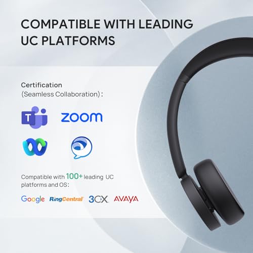 Yealink BH70 UC Wireless Bluetooth Headset with AI Microphone Flip-to-Mute | Teams Certified & Cisco Zoom Google 100+ UC Compatible, for Open Office/ WFH/ Call Center, 35h Talk Battery, USB dongle C/A - color: Black (UC), style: Dual (USB-C to A)