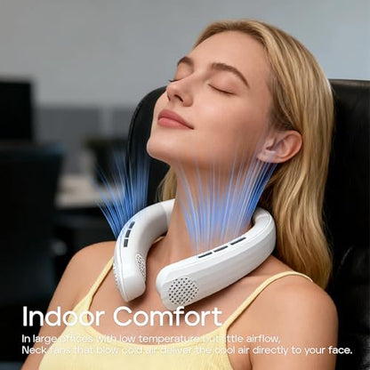 Cooling fan neck ac air conditioner, Rechargeable Neck Fan with Semiconductor Cooling Plate, 7000mAh Portable Battery, 3+ Hours Runtime, 360g Lightweight Wearable for Travel, Hot Flashes, and Outdoor.