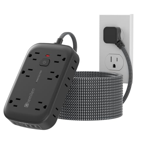 2100J Surge Protector Power Strip - 15 Ft Extension Cord with 6 USB(3 USB C) Charging Station and 12 Outlets, Flat Plug Long Extension Cord with Multiple Outlets Wall Mount for Home Office Dorm - size: 15FT