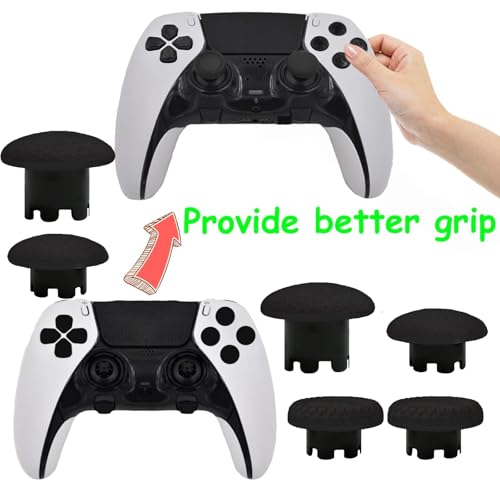 6-in-1 Interchangeable Thumbstick Caps for PS5 DualSense Edge Controller, Swappable Thumbsticks Replacement, Joysticks Parts (Black) - color: black