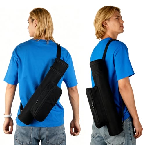 Playmat Tube Case Portable Game Play Mat Storage Bag with Adjustable Strap Compatiable with TCG/MTG Playmat, Game Mat Carry Case with Trading Card Holder and Dice Pocket