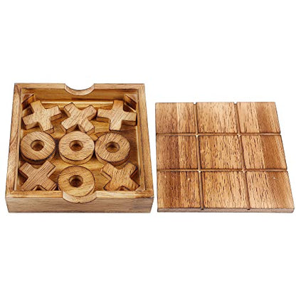 Glintoper Tic Tac Toe & Tumble Tower Blocks Tables Game Set, Classic Wood Stacking Game & XOXO Board Games for Kids Family, Living Room Rustic Coffee Table Decor, Travel Strategy Board Games - style: Tic Tac Toe & Tumble Tower