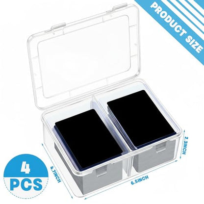 300 Card Storage Box Compatible with Mtg TCG Clear Plastic Trading Card Storage Box with Removable Divider Hard Trading Deck Case for Baseball Football Game Organizer Collector(4 Pcs)