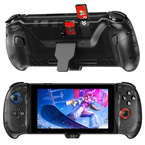 NexiGo Hall Effect Gripcon with Kickstand and HDMI Out for TV Docking, Hall Sensing Joystick for Switch/Switch OLED, Handheld Mode, 4K/1080P Supported HDMI and USB 3.0 Port, Black - color: Black, style: Hall Stick with Kickstand