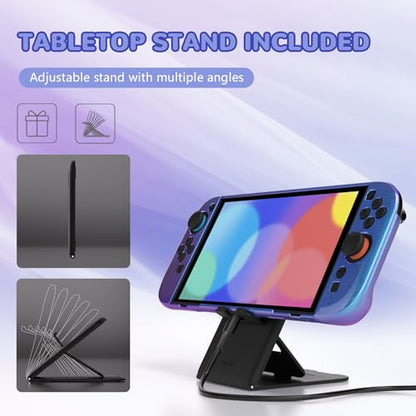PlayVital Glossy Protective Case for Nintendo Switch 2 with Extra Stand & Thumb Grip Caps | Solid Color Series, Chameleon Purple Blue - color: Chameleon Purple Blue