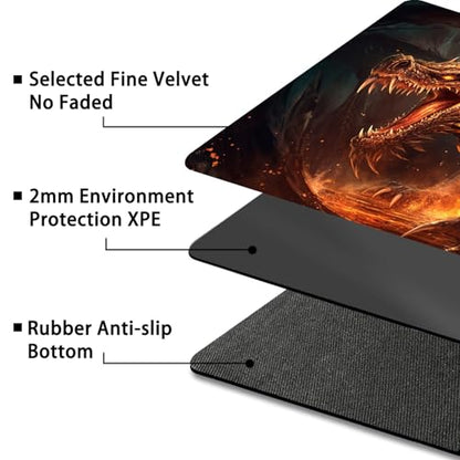 MTG Playmat,Game Play Mat for MTG TCG 24 x 14 inches Cards Game Playmats,Trading Card Game Stitched Play Mats Commander Deck Gaming Desk Mat Card Gameplay Mats,Angry Firedragon - color: Angry Firedragon, size: NO Zone