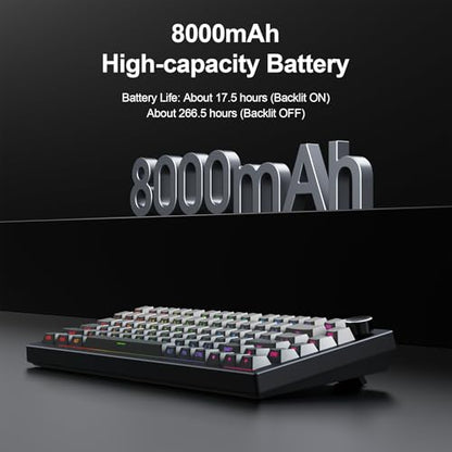 Gurjot Wireless Mechanical Keyboard, 75% Hot Swappable Custom Keyboard with Knob,PBT Keycaps,BT5.0/2.4GHz/USB-C,RGB Backlit, Mechanical Gaming Keyboards for PC/Tablet/PS/Xbox - color: Black gradient gray