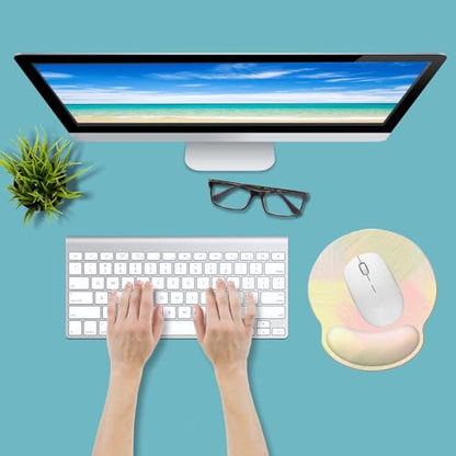Ergonomic Memory Foam Wrist Support Mouse Pad Comfortable Padded Wrist Mousepads 9in X10in Pain Relief Desktop Mouse Mat (Fruit Green Pink Foam) - color: Fruit Green Pink Foam