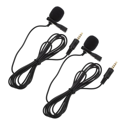 DECHOUS 2pcs Clip Microphone for Live Streaming USB Laptop Mic Journalist Interview Collar