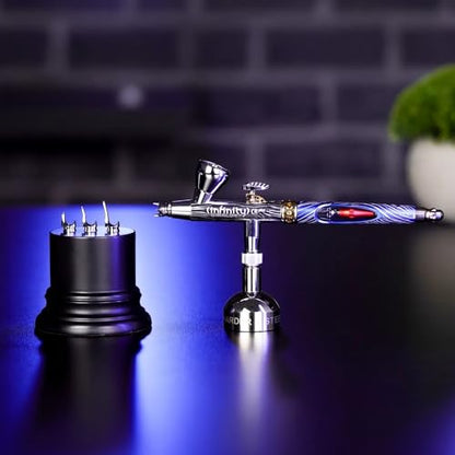 Harder & Steenbeck Giraldez Infinity CRplus MkII Airbrush, 0.25mm | Titanium UberDetail Nozzle with Acupressure & Clog Control, Dual Action Gravity Feed, Detail & 2ml Cup for Precision Work