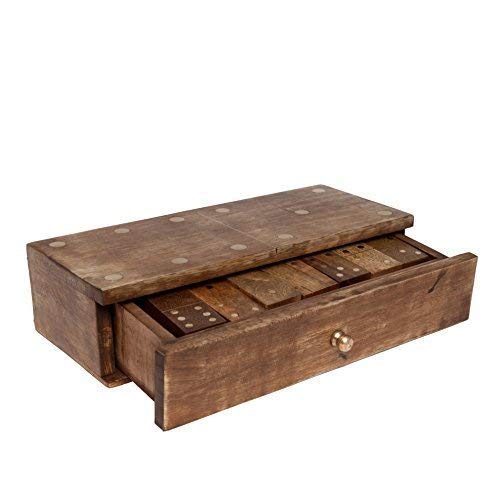 GoCraft Handmade Wooden Dominoes Set | 28-Piece Double Six Professional Size Dominoes with Decorative Wooden Storage Box | Classic Game Set for Family Fun & Entertainment
