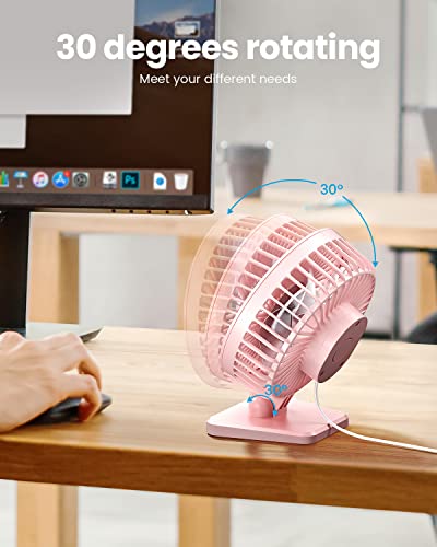 Gaiatop USB Desk Fan, Small But Powerful, Personal Portable Quiet 3 Speeds, Adjustable Mini Table Desktop fan for Cooling Home Office Car Summer Travel Gifts Pink - color: Pink