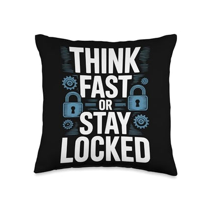 Escape Room Game Lockpicking Puzzle Room Exit Game Throw Pillow - size: 16x16